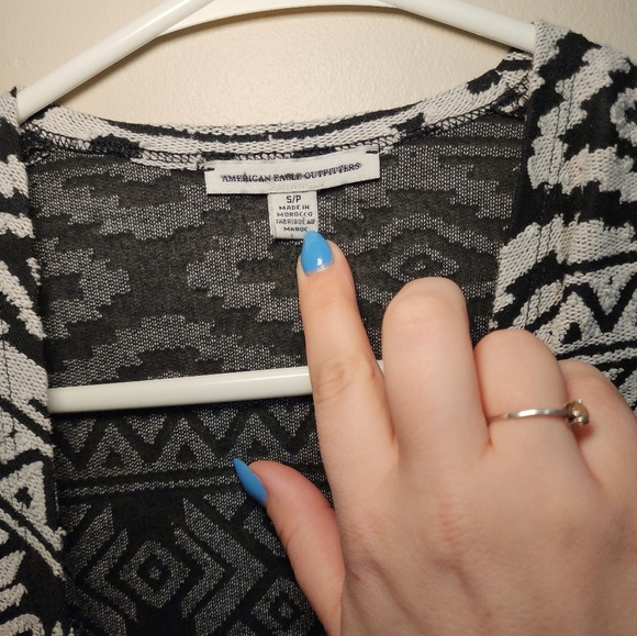 Geometric Print Cardigan‎ Open Front Duster Lightweight Sweater - Picture 6 of 7